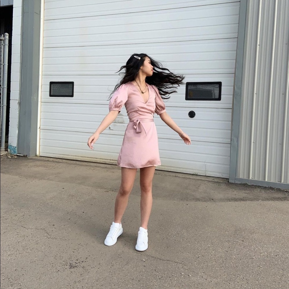 ARITZIA pink satin dress